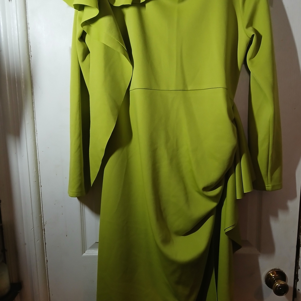 Elegant Lime Green Ruffle Dress